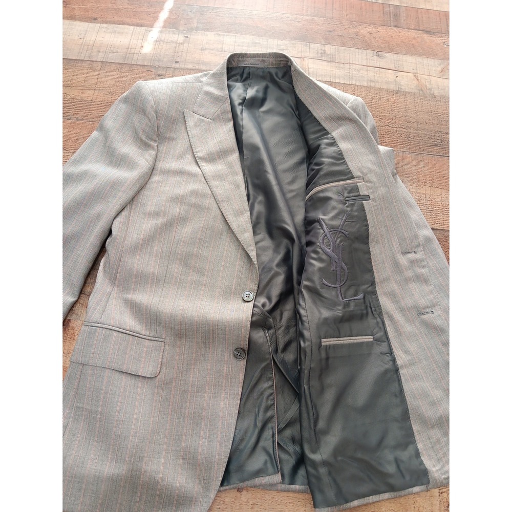 Yves Saint Laurent Rive Gauche Blazer Size 50r wool And silk Striped 2417